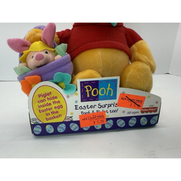 Disney Winnie The Pooh Plush Carrying Piglet Basket Stuffed Animal Mattel 1998 - Picture 5 of 9